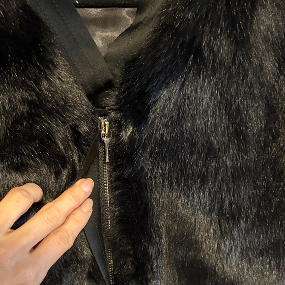 J Brand Black Faux Fur Bomber Jacket - Picture 7 of 16